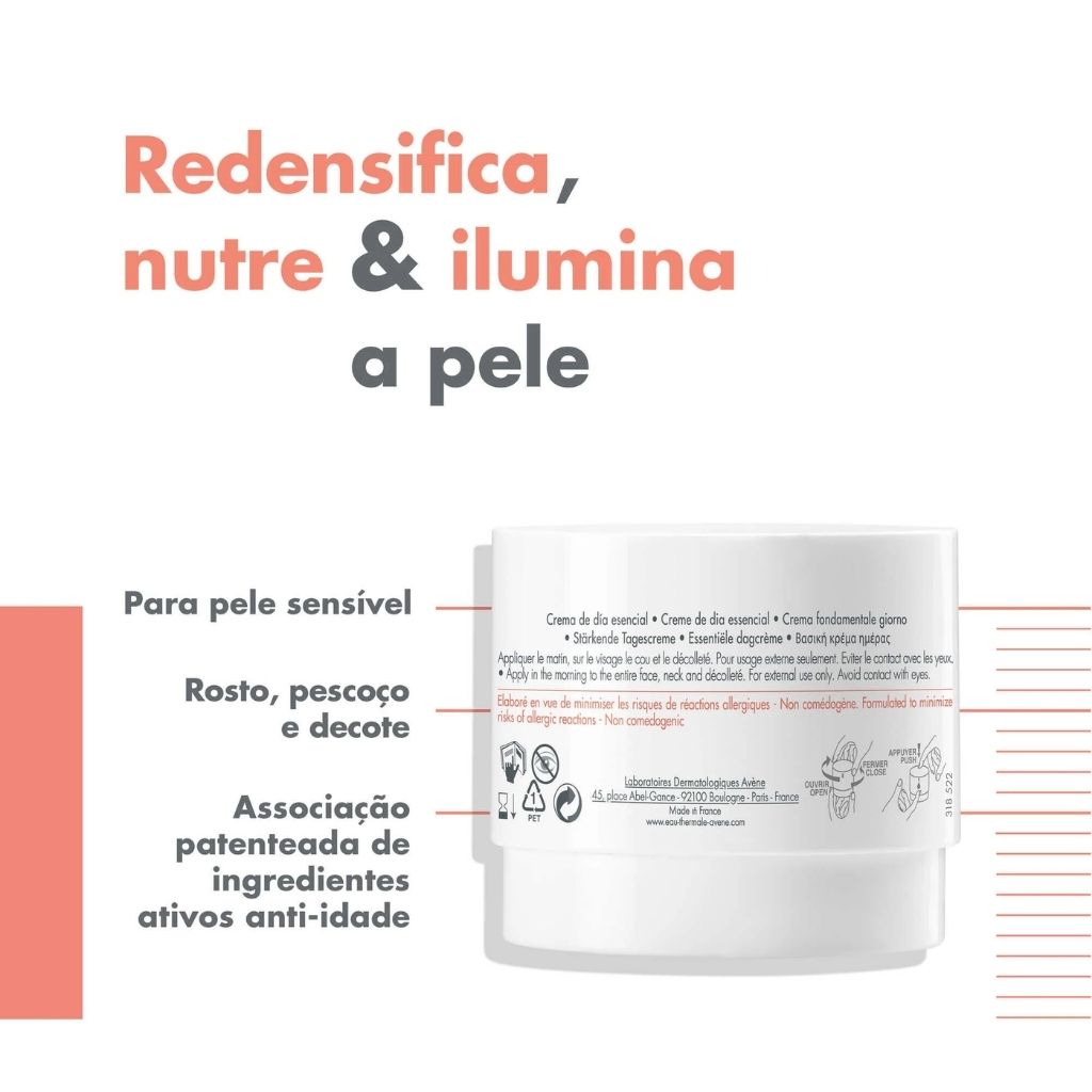 Avène Dermabsolu Creme De Dia Redensificador Pele Sensível 40ml