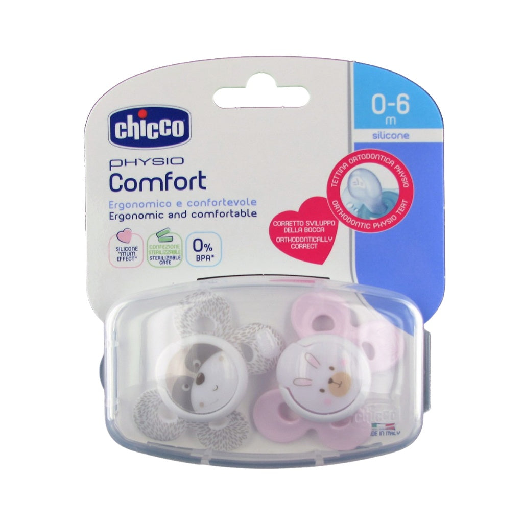 Chicco Physio Comfort Chupeta Silicone Menina 0-6M 2 Unidades