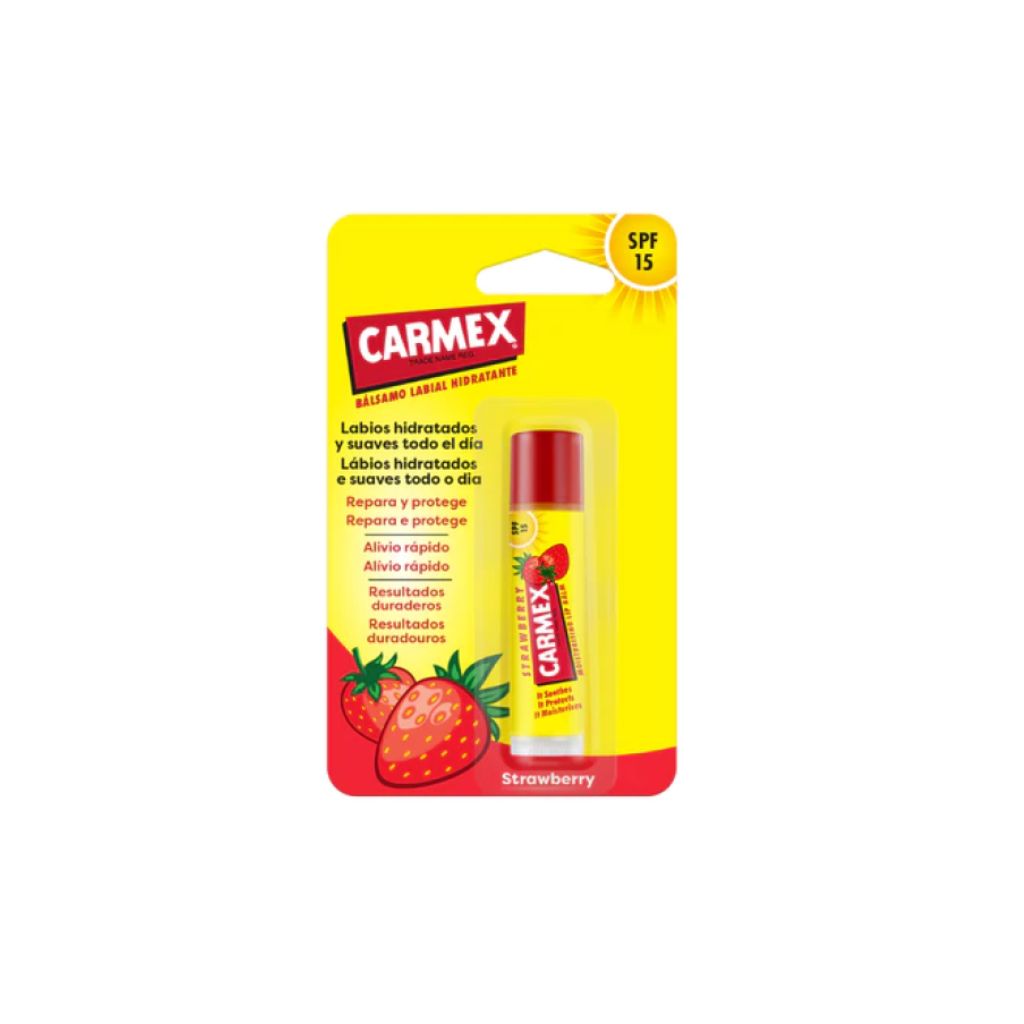 Carmex Stick Hidratante Labial Com Sabor A Morango Spf15 4,25G