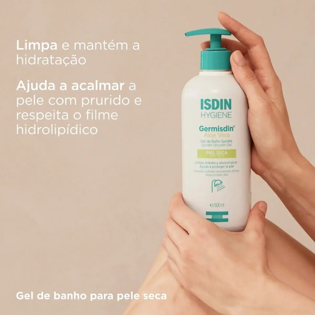 Isdin Germisdin Aloe Vera Gel De Banho Higiene Para Pele Seca 500ml