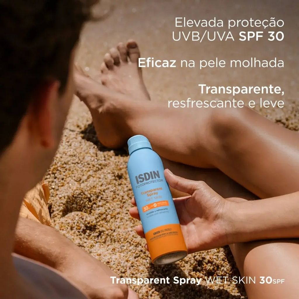 Isdin Fotoprotector Transparent Spray Wet Skin Proteção Solar Corpo Spf30 250ml