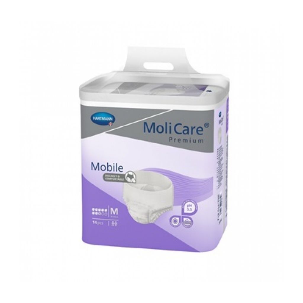 Molicare Premium Elastic Fraldas Cueca Incontinência Severa 14 Unidades