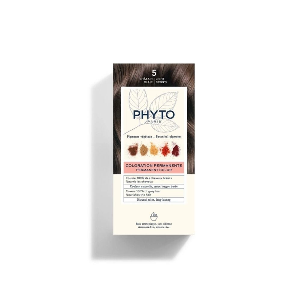 Phyto Phytocolor Coloração Kit Cobertura 100% Cabelos Brancos Tom 5 Castanho Claro