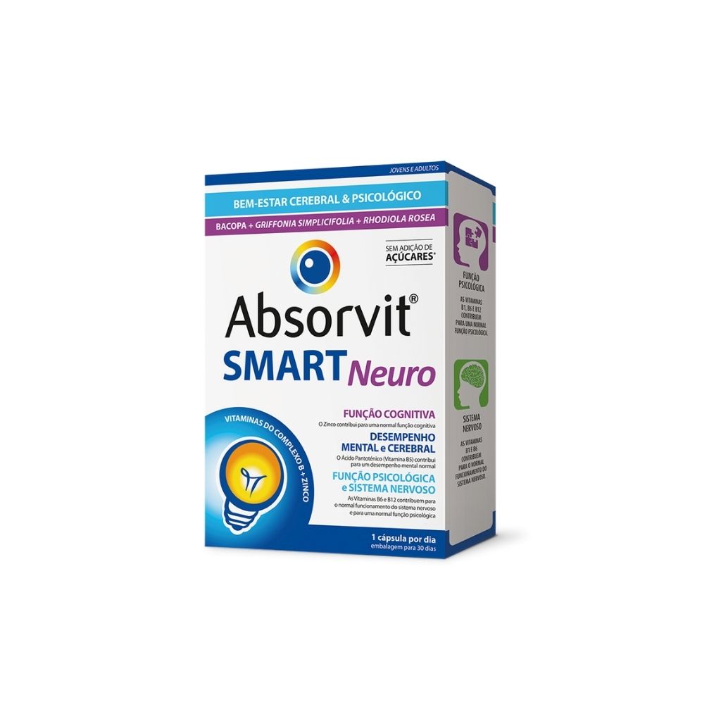 Absorvit Smart Neuro Cápsulas Memória E Concentração 30 Cápsulas