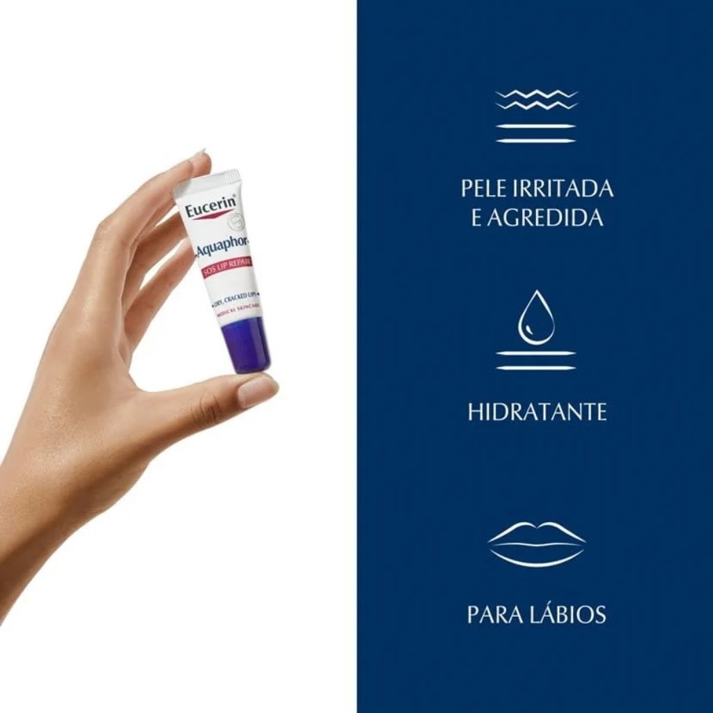 Eucerin Aquaphor Reparador Labial Repara E Alivia Lábios Secos E Gretados 10ml