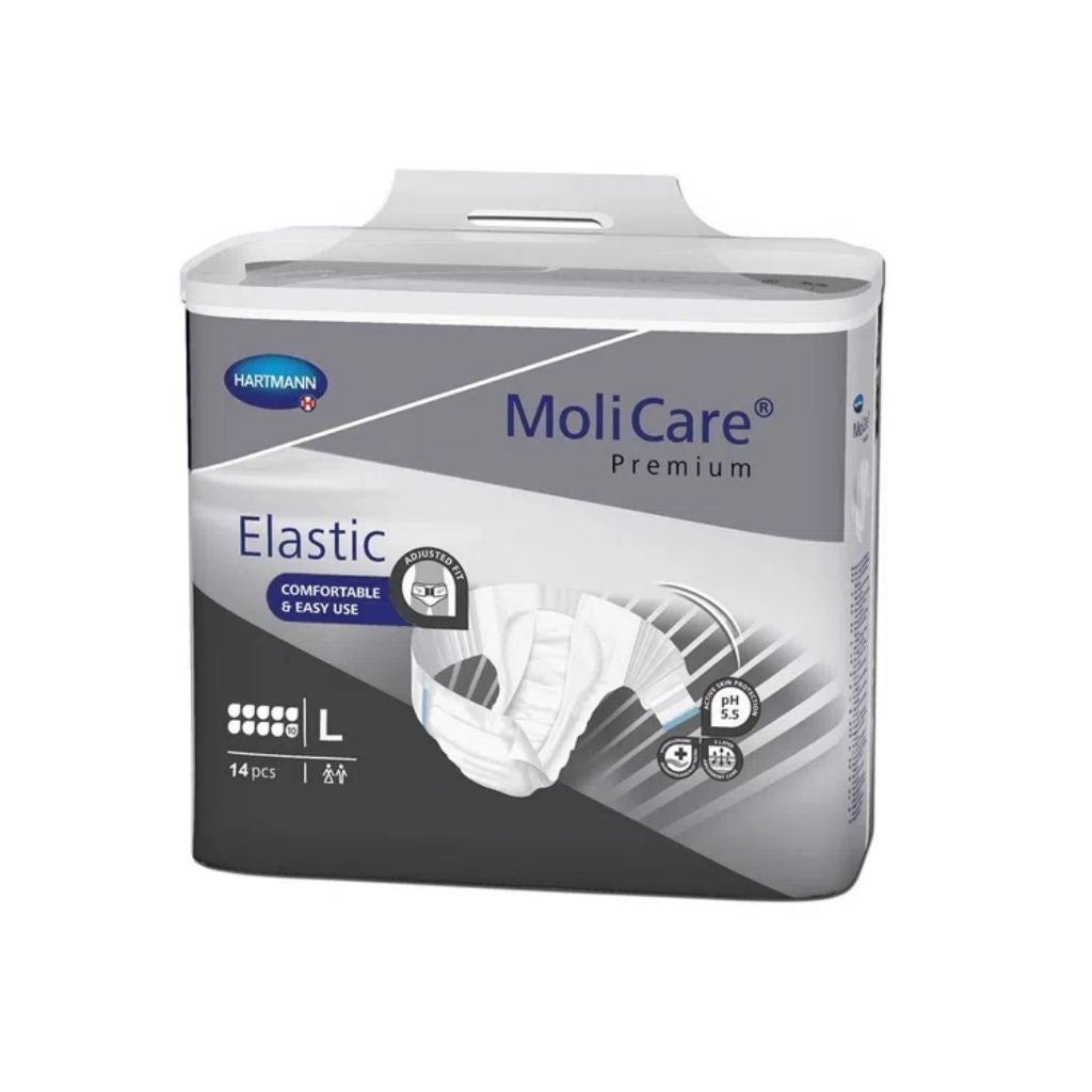 Molicare Premium Elastic Fralda 10 Gotas Tamanho L 14 Unidades