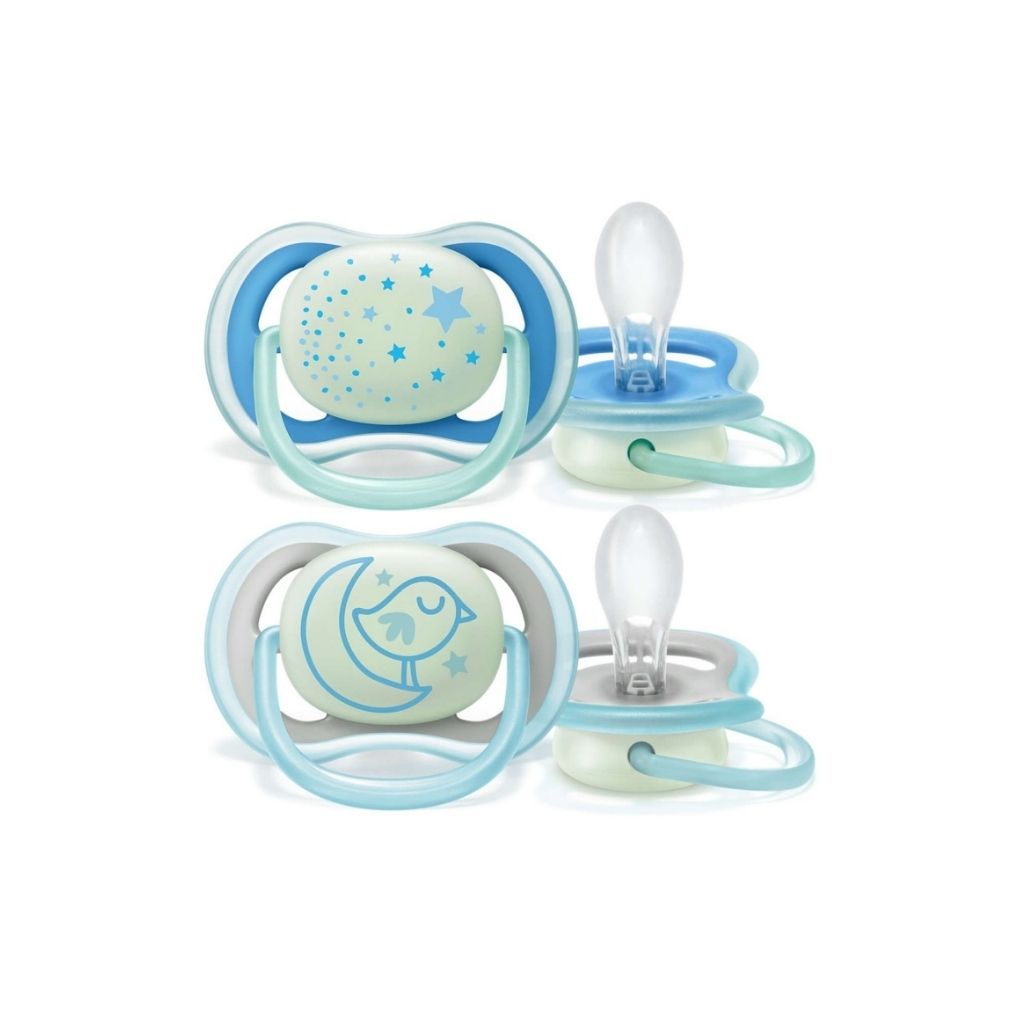 Philips Avent Ultra Air Nighttime Chupeta de Silicone 6-18 meses Azul/Verde 2 unidades
