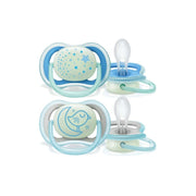 Philips Avent Ultra Air Nighttime Chupeta de Silicone 6-18 meses Azul/Verde 2 unidades