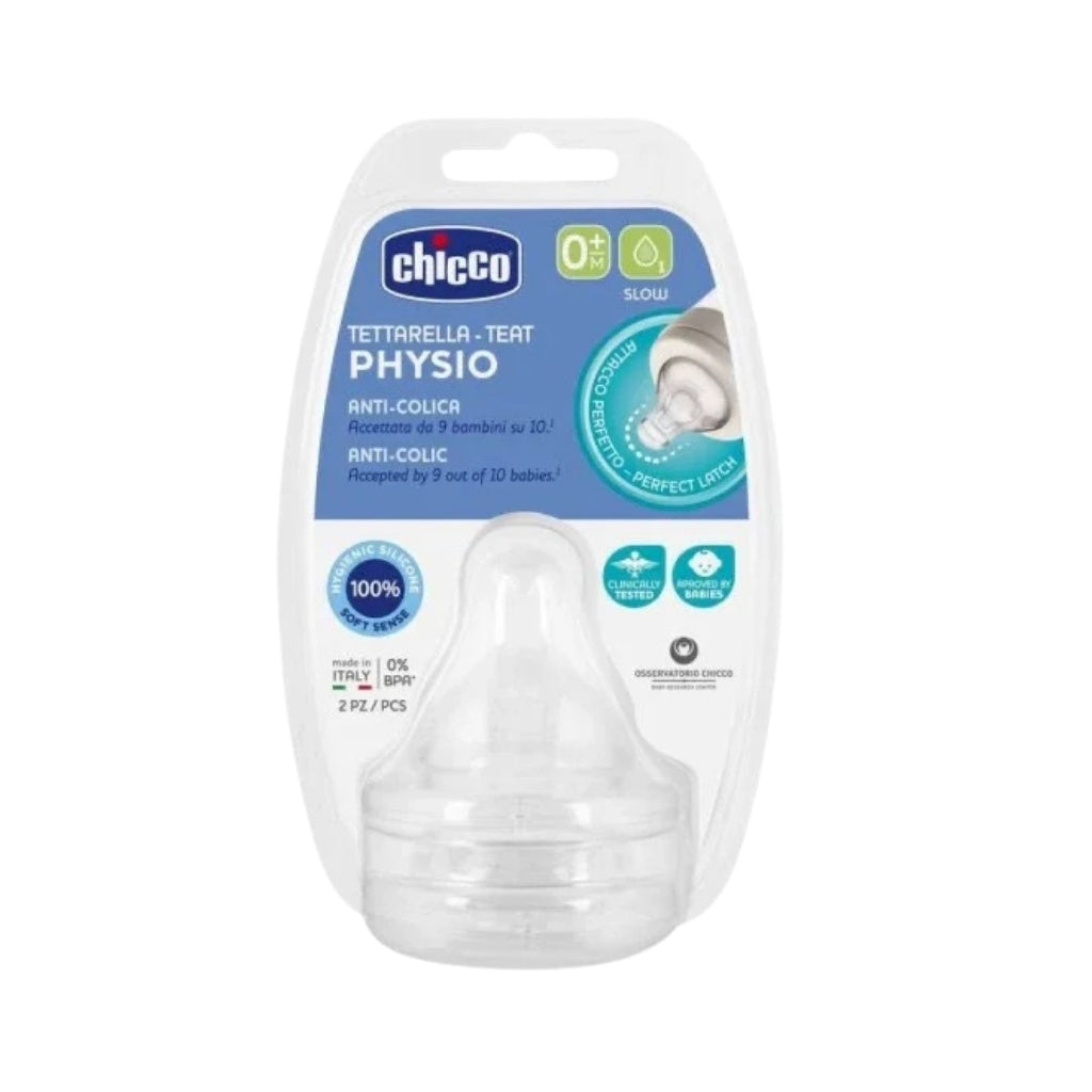 Chicco Tetina Physio Silicone Fluxo Lento 0M+ 2 Unidades