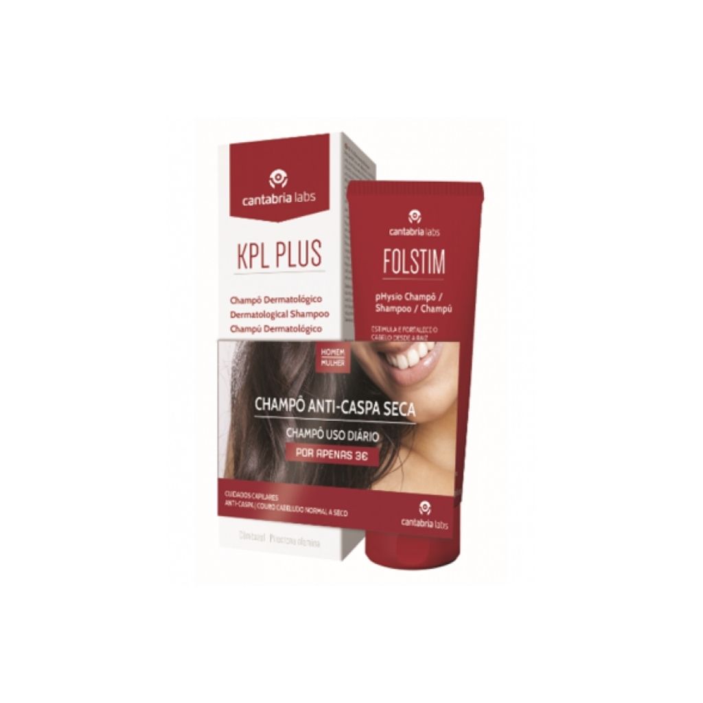 Cantabria Labs KPL Plus Champô Dermatológico Anticaspa 200ml + Folstim Physio Champô 200ml
