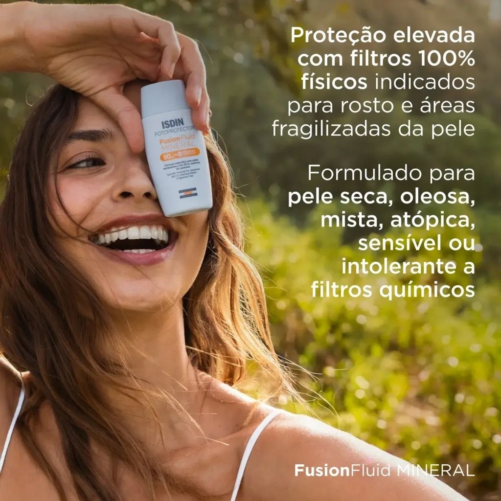 Isdin Fusion Fluid Mineral Fotoprotetor Fluido Proteção Solar Spf50 50ml