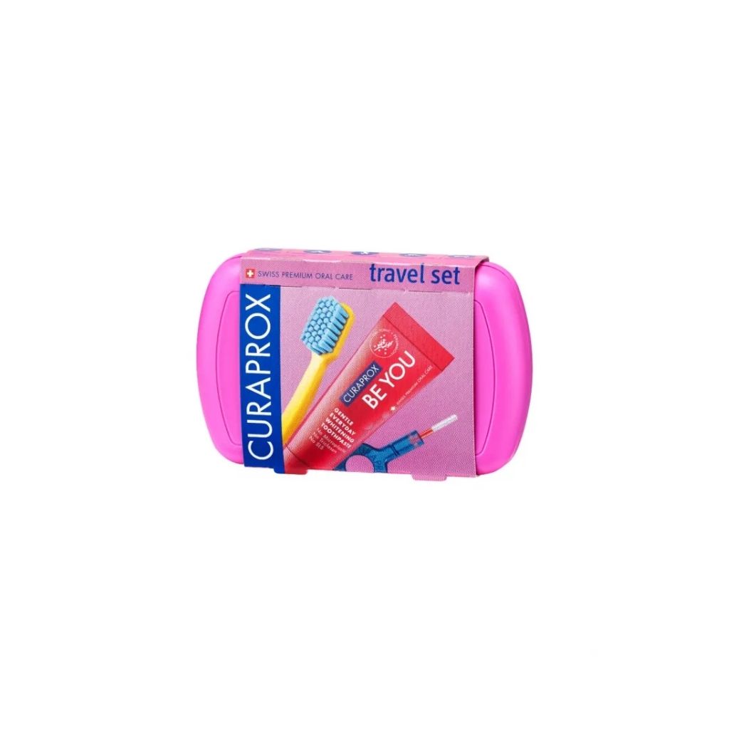 Curaprox Kit Challenger Kit De Viagem Higiene Oral Rosa Claro