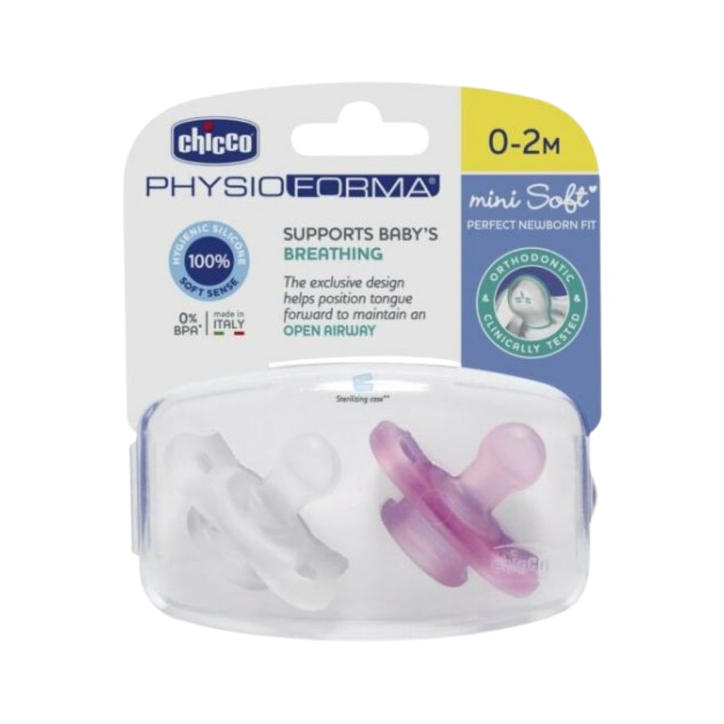 Chicco Physio Forma Mini Soft Chupeta Silicone Para Recém-Nascidos 0-2M 2 Unidades