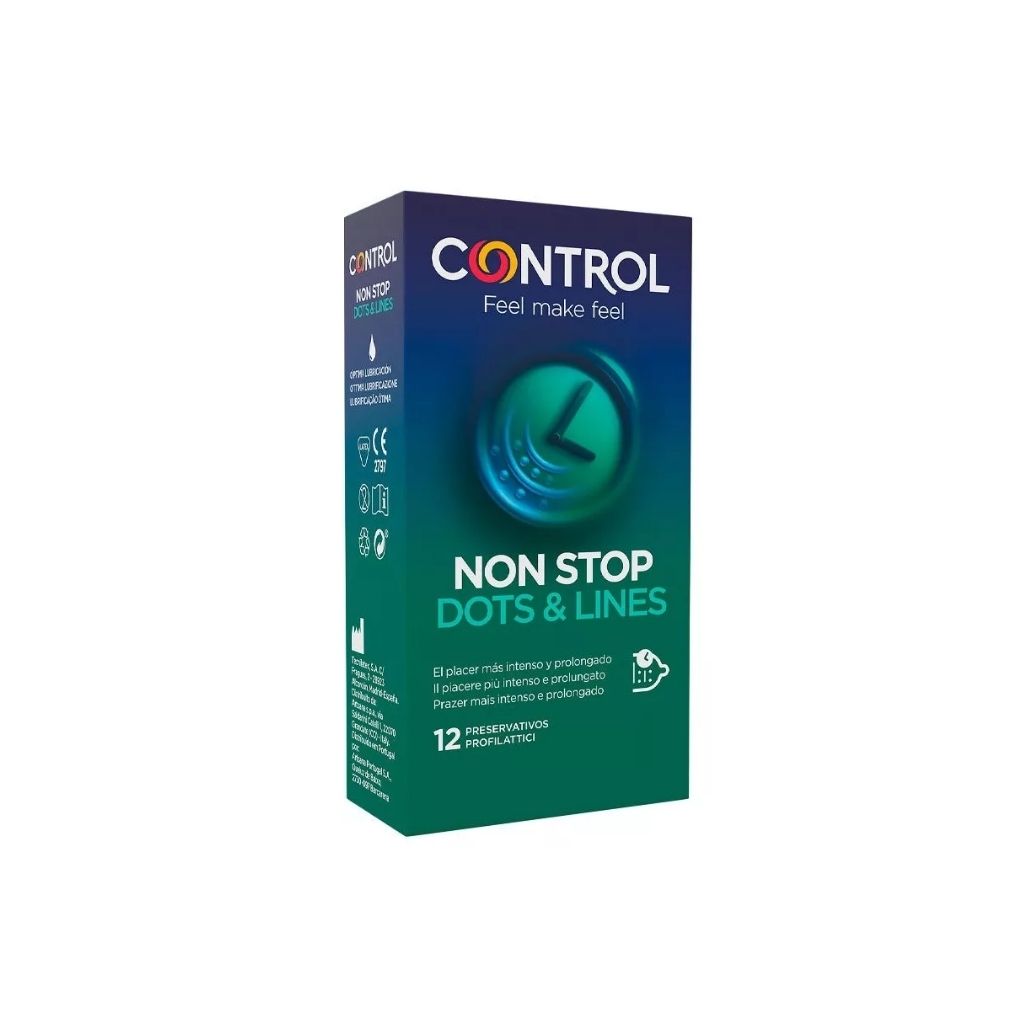 Control Non Stop Dots And Lines Preservativos Prazer Prolongado 12 Unidades