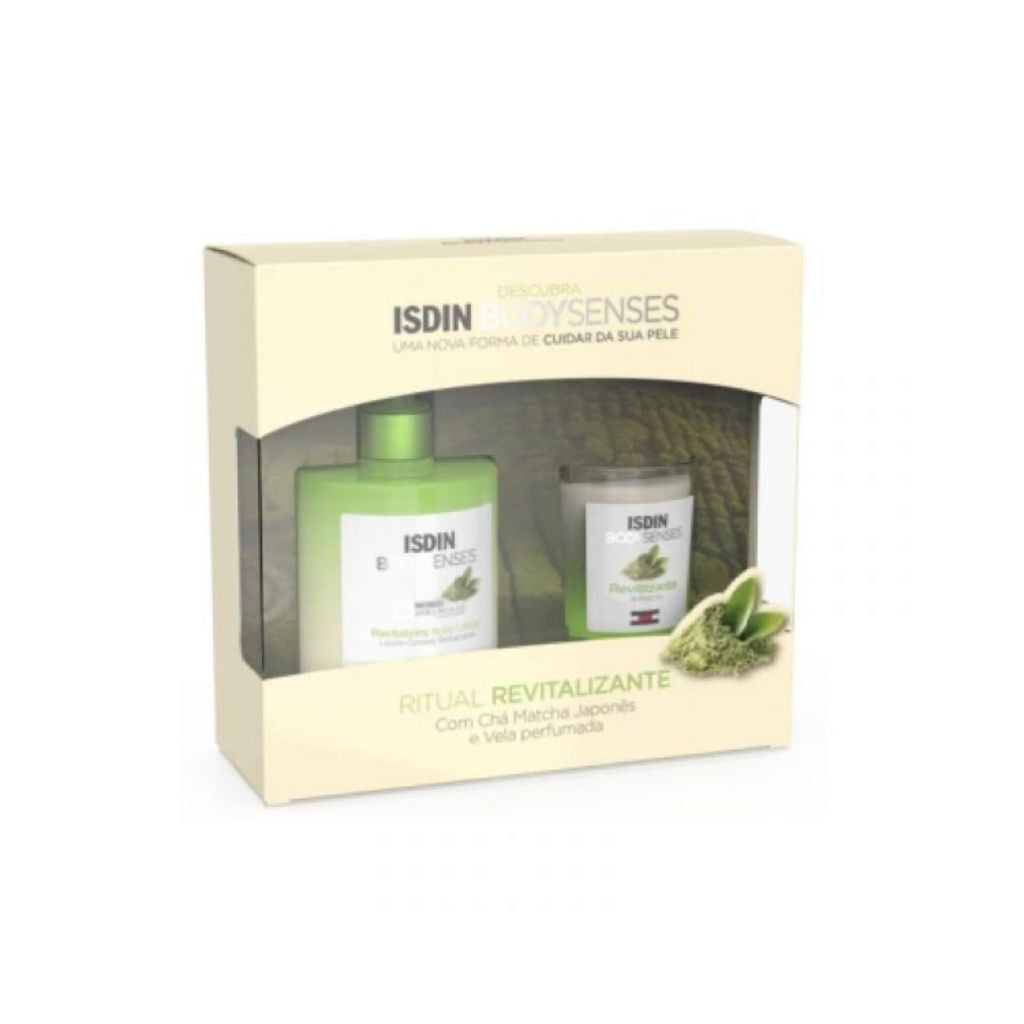 Isdin BodySenses Ritual Revitalizante com Chá Matcha Japonês Loção Corporal 500ml + Vela Perfumada 100g