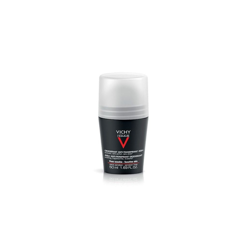 Vichy Homme Desodorizante Roll On Antitranspirante 48H Pele Sensível 50ml