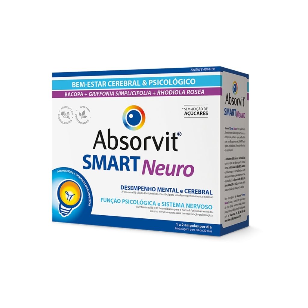 Absorvit Smart Neuro Ampolas Bebíveis Funcionamento Sistema Nervoso 10ml X 30