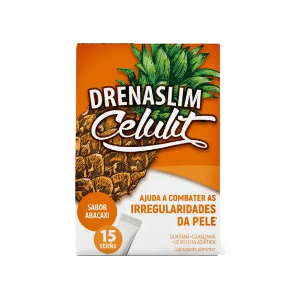 Drenaslim Celulit Suplemento para a Celulite Sabor Abacaxi 15 Sticks