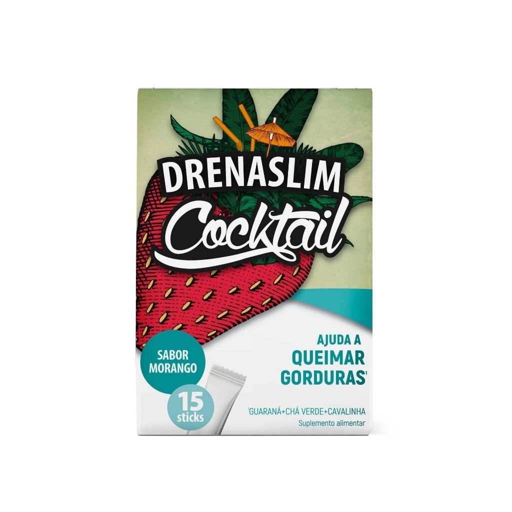 Drenaslim Cocktail Morango Sticks Queima de Gorduras 15 unidades