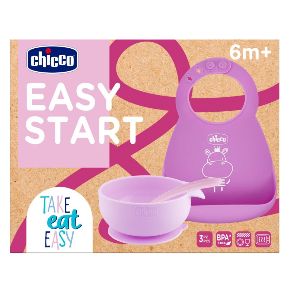 Chicco Conjunto De Alimentação Silicone Rosa 6M+