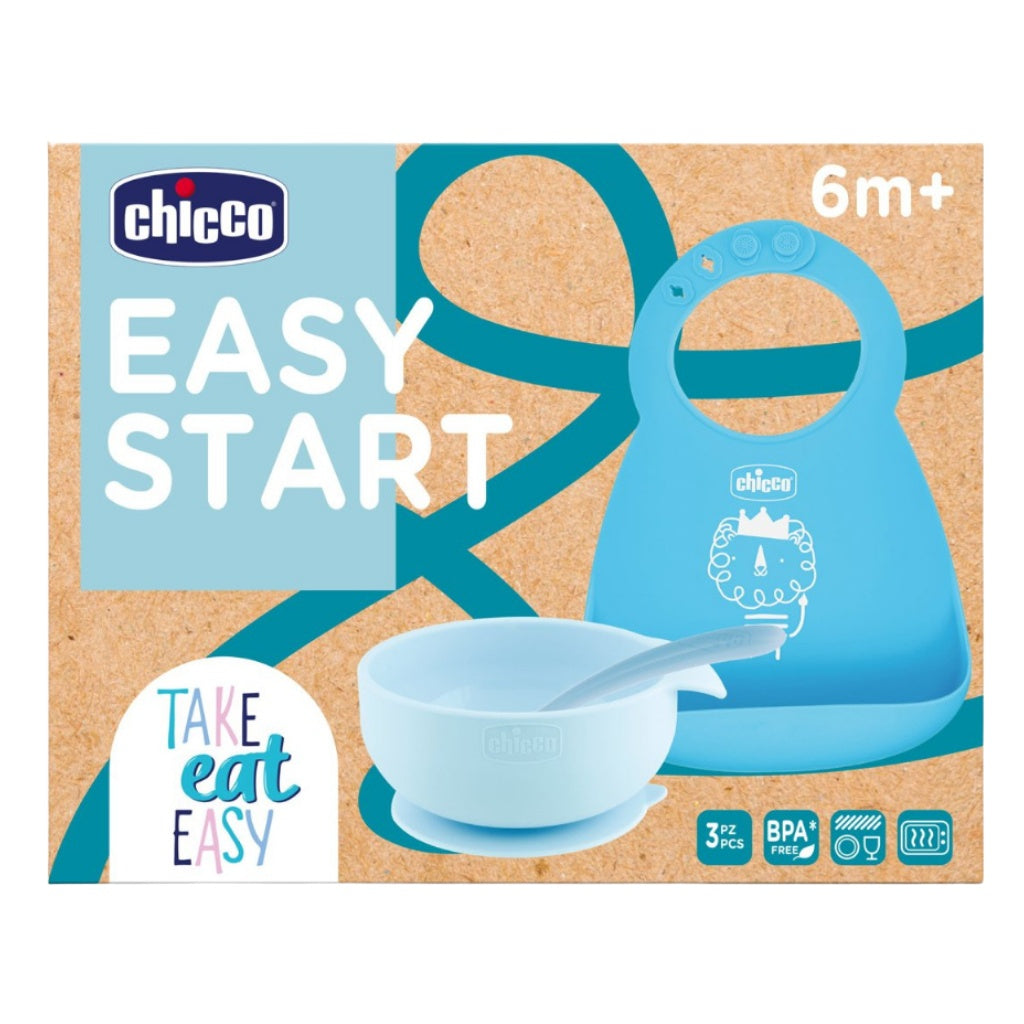 Chicco Conjunto Para Papa De Silicone Azul 6M+