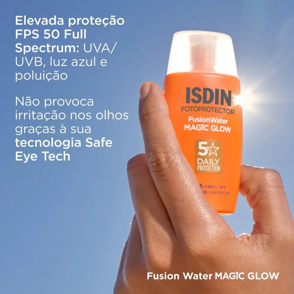 Isdin Fusion Water Magic Glow Fluido Protetor Solar Facial Com Efeito Glow Spf30 50ml