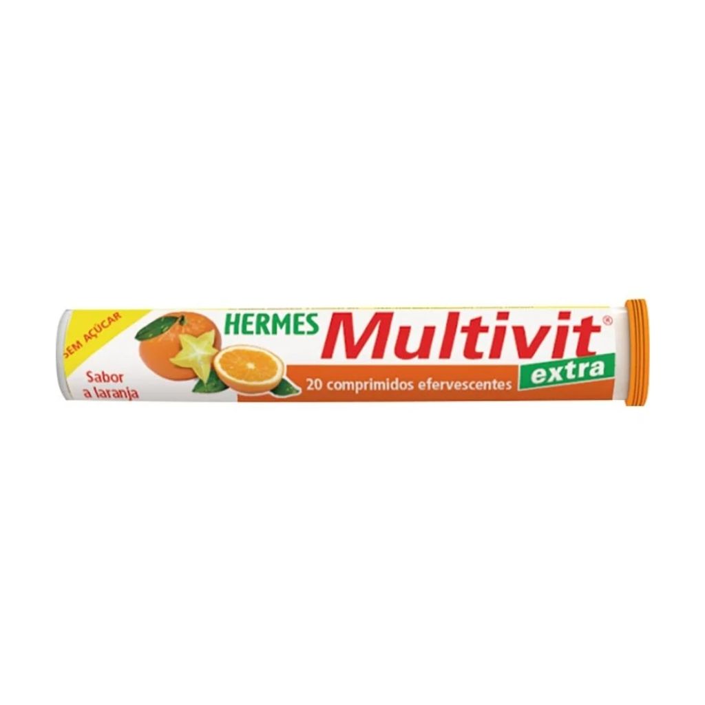Hermes Multivit Suplemento Multivitamínico Sabor Laranja 20 Comprimidos Efervescentes