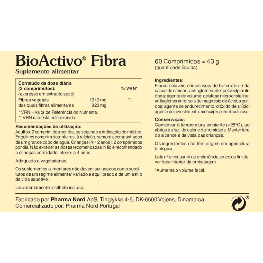 Pharma Nord Bioactivo Fibra Fibras Sistema Digestivo 60 Comprimidos
