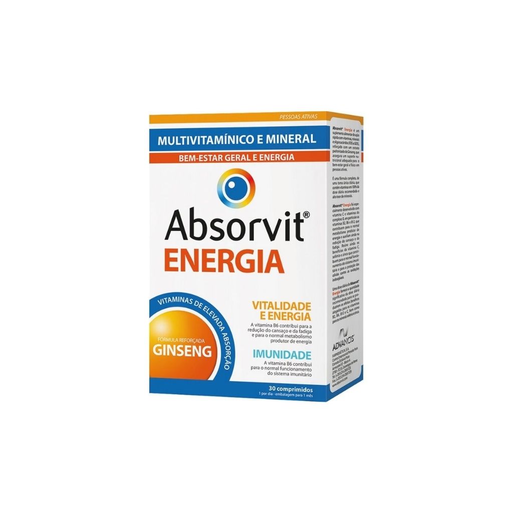 Absorvit Energia  Vitalidade E Defesas 30 Comprimidos