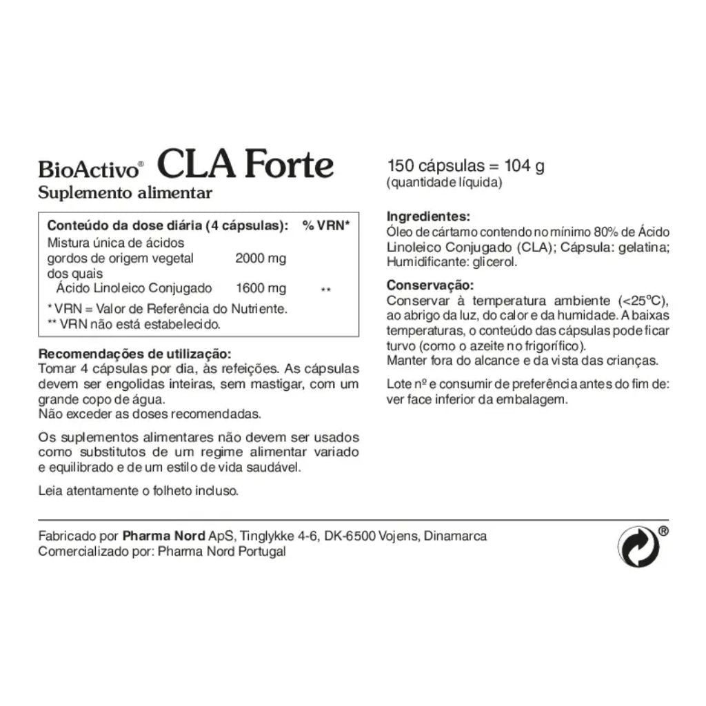 Bioactivo Cla Forte Redução De Gordura Corporal 150 Cápsulas