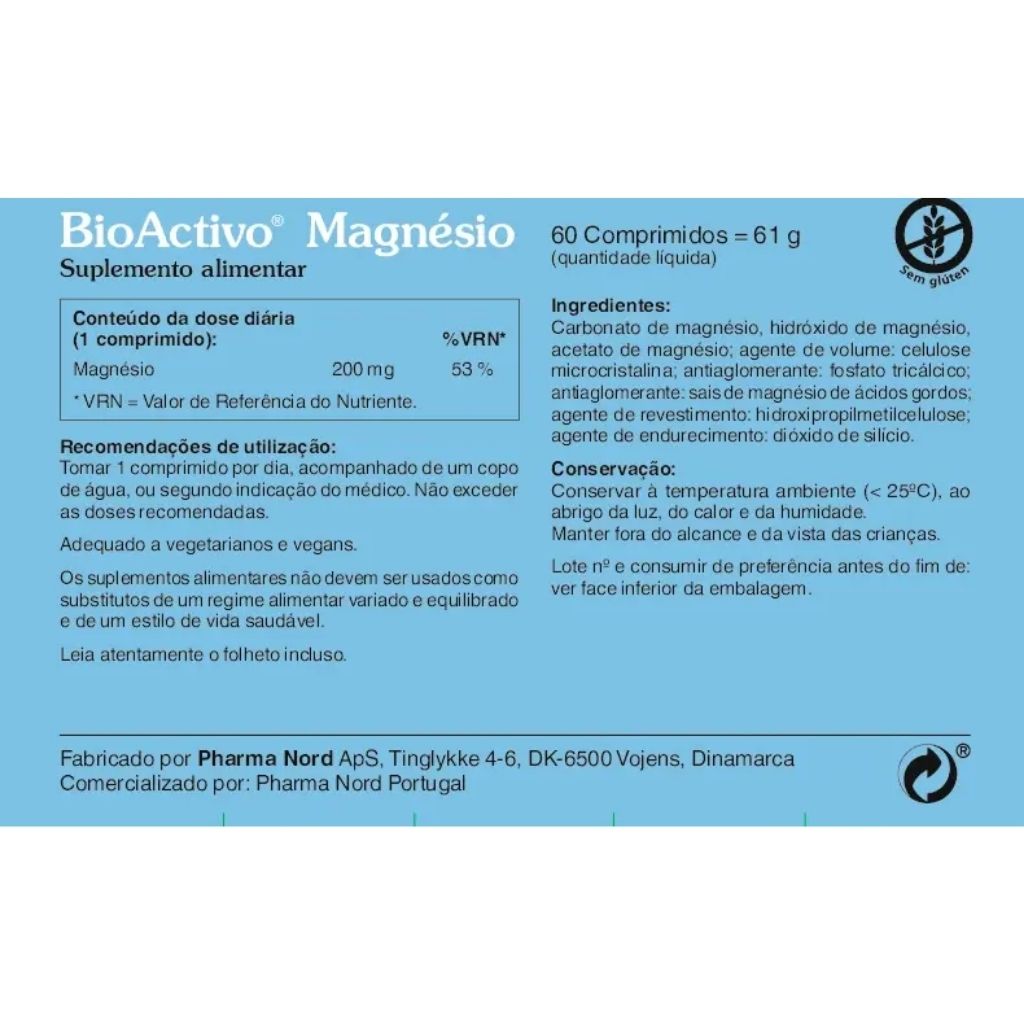 Bioactivo Magnésio Funcionamento Muscular 60 Comprimidos