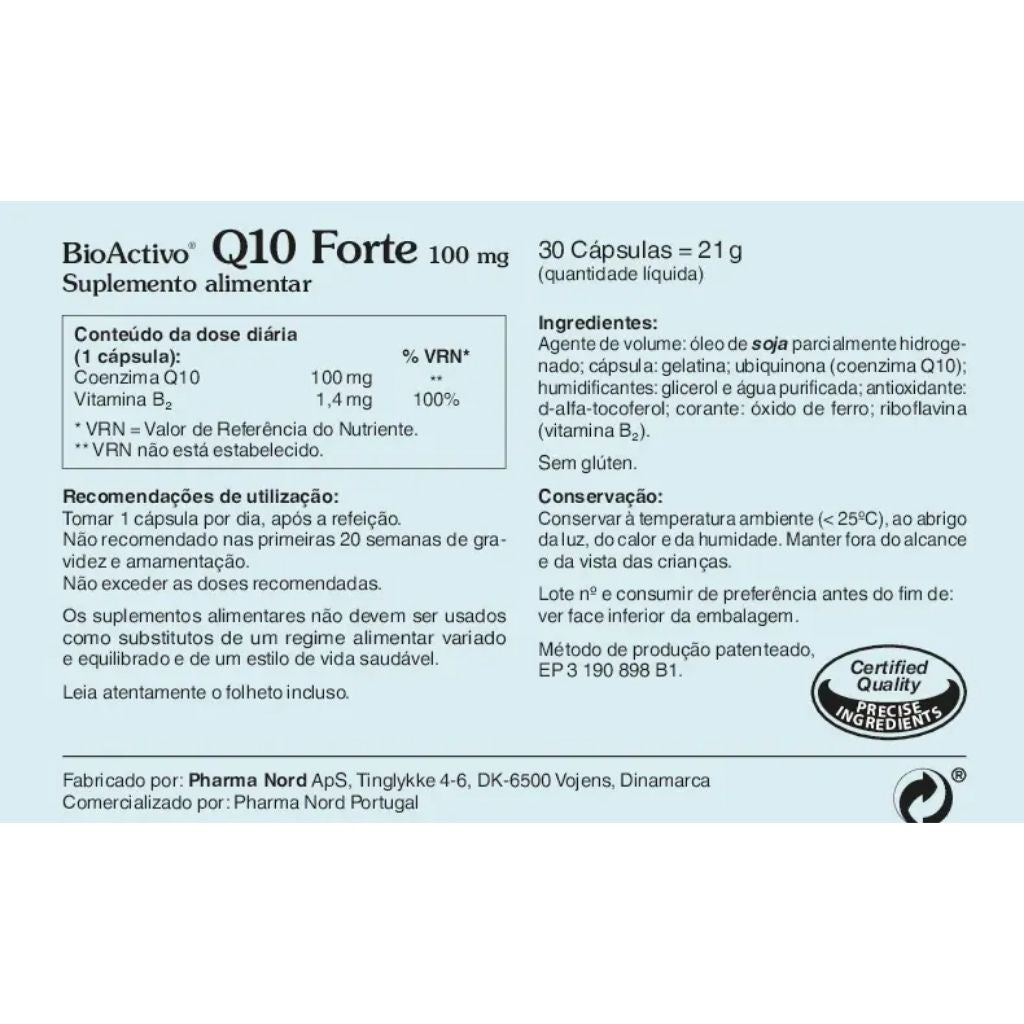 Pharma Nord Bioactivo Q10 Forte Coenzima Q10 100Mg 30 Cápsulas