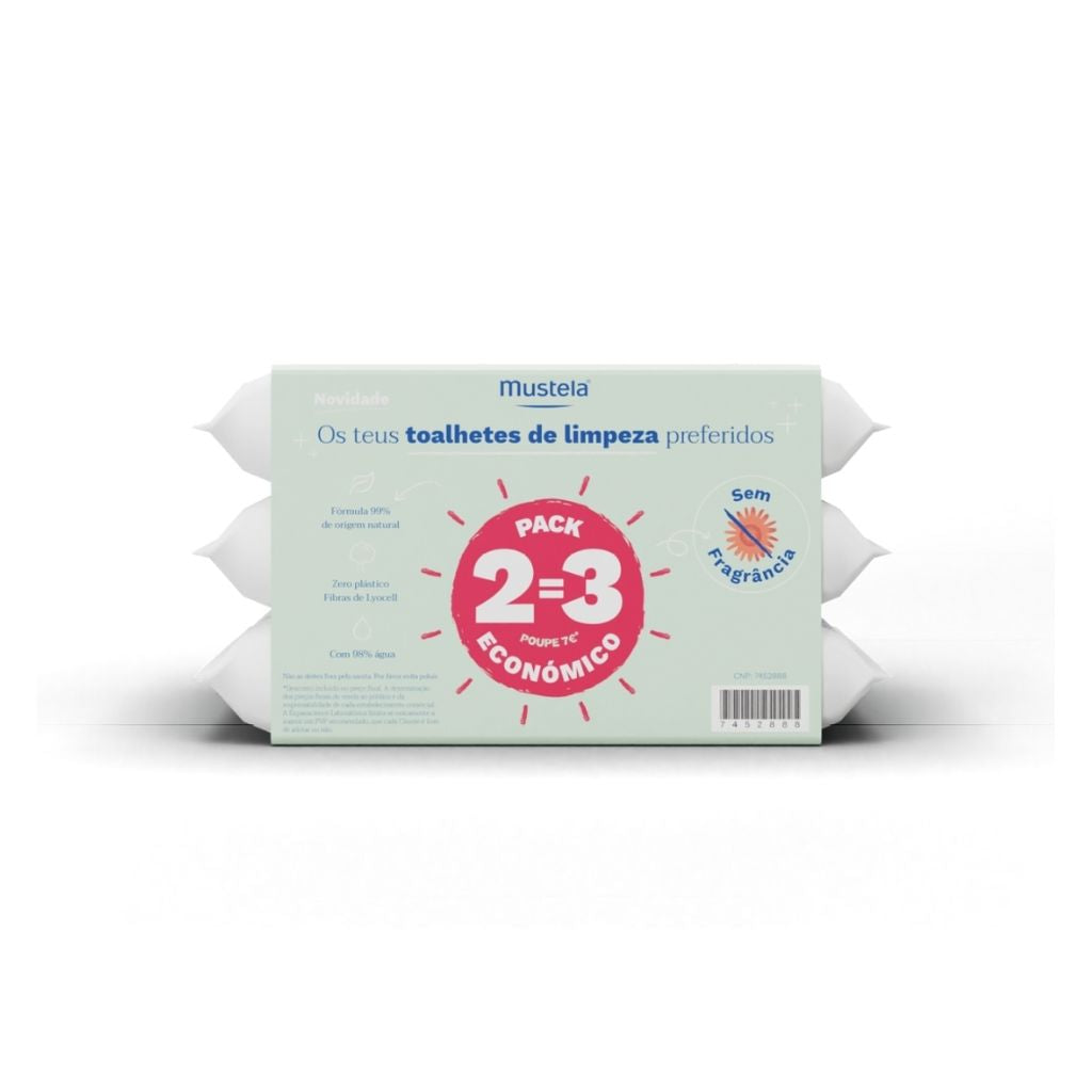 Mustela Toalhetes De Limpeza Sem Perfume 2=3