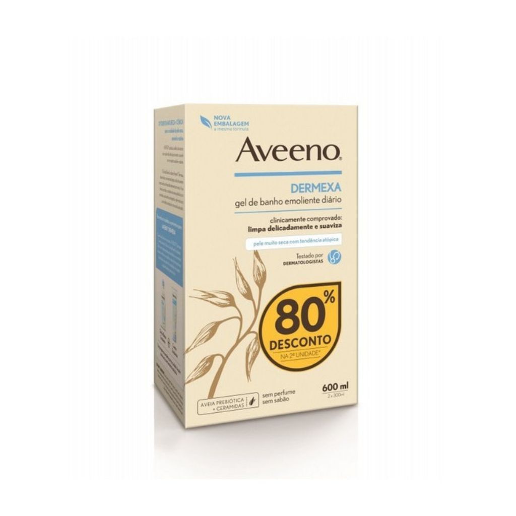 Aveeno Dermexa Gel De Banho Emoliente Diário 2X300ml
