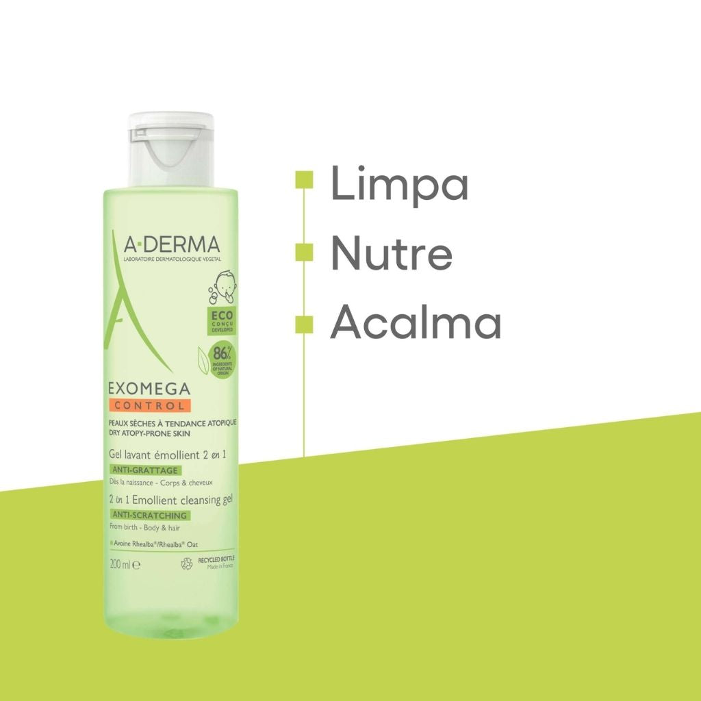 A-Derma Exomega Control Gel Corpo E Cabelo Limpeza Calmante 199