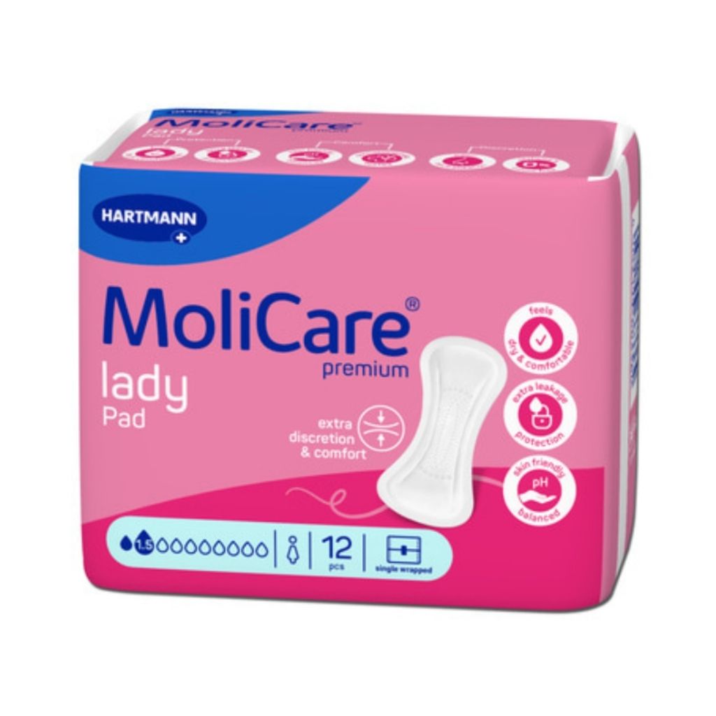 MoliCare Premium Lady Pad 1,5 Gotas Pensos para Incontinência Ligeira 12 unidades