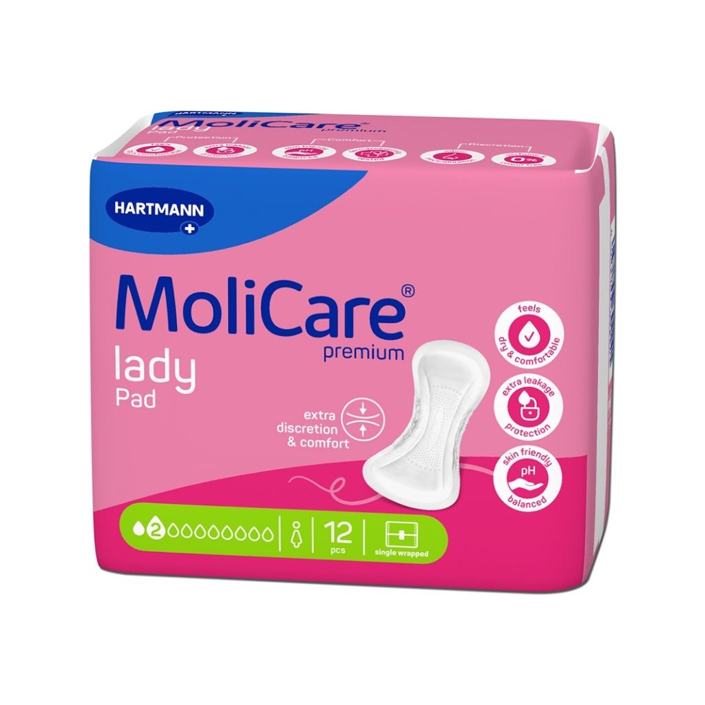 Molicare Premium Lady Pad 2 Gotas Compresas para Incontinência Ligeira 12 unidades
