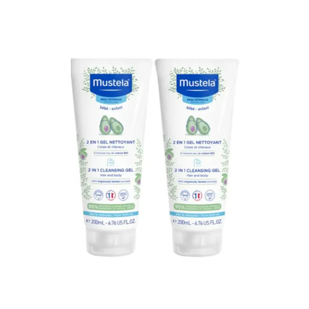 Mustela Gel de Limpeza 2 em 1 Cabelo e Corpo Bebé 200ml Pack Duplo 2 unidades