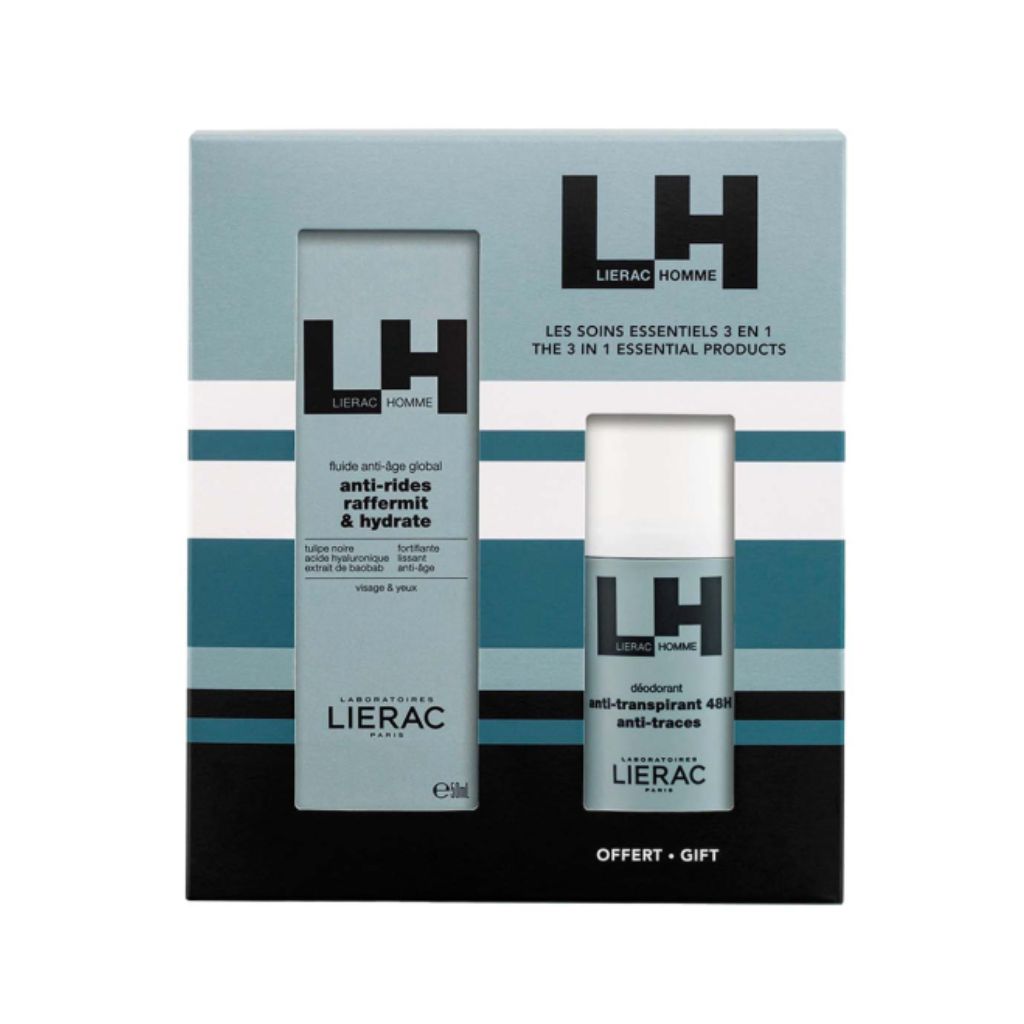 Lierac Homme Coffret Fluido Antienvelhecimento 50mL + Desodorizante 50mL