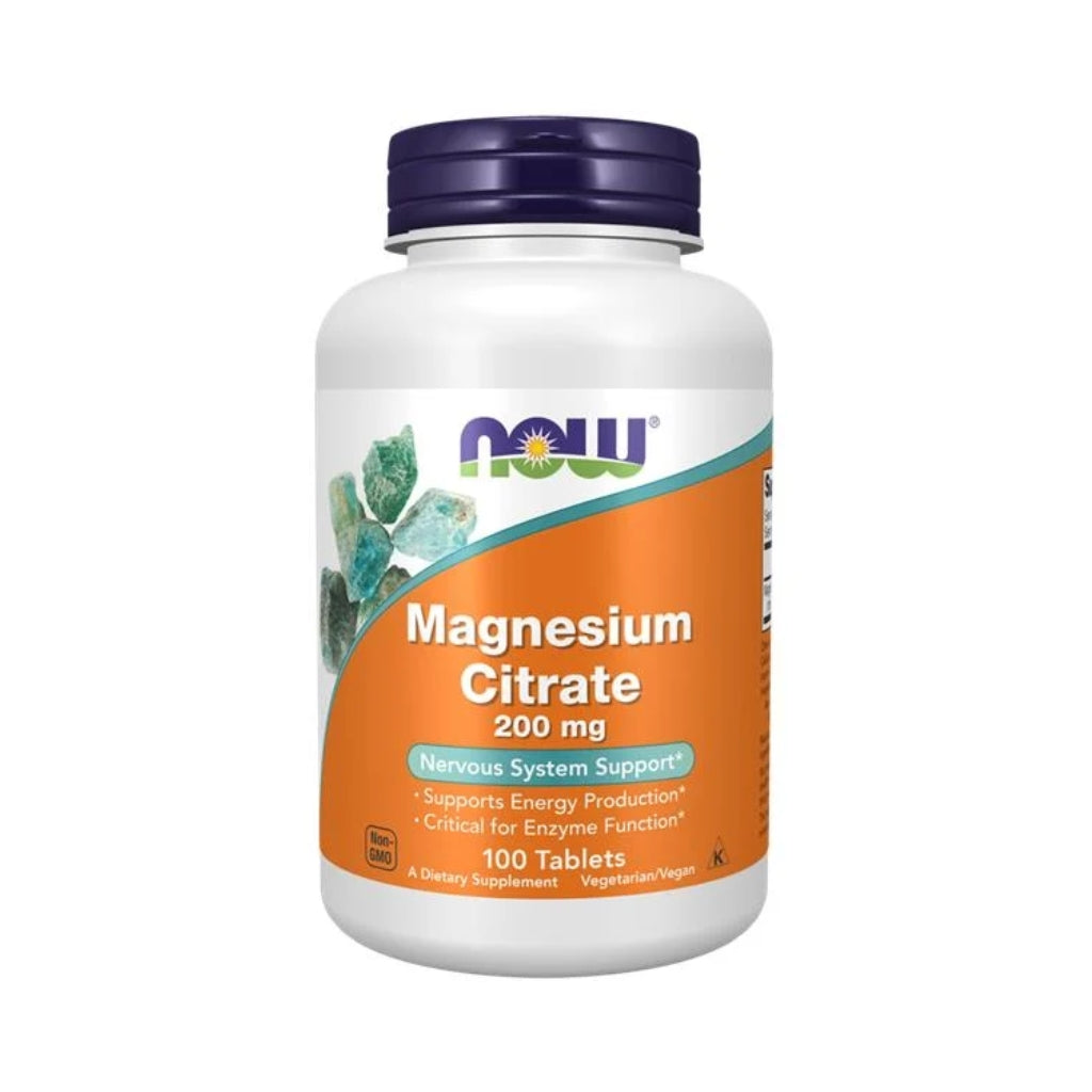 Now Citrato de Magnésio 200mg 100 Comprimidos