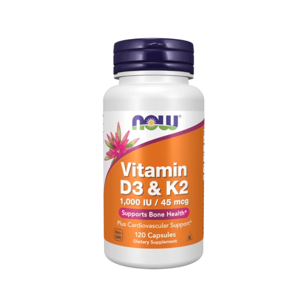 Now Vitamina D3 1000UI e K2 45µg 120 Cápsulas