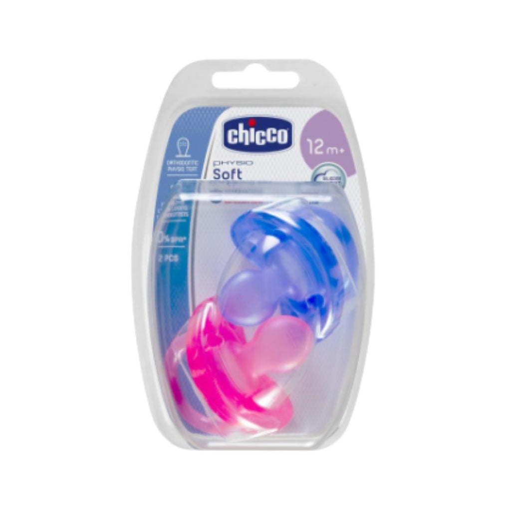 Chicco Physio Soft Chupeta Silicone Menina 12 Meses 2 Unidades