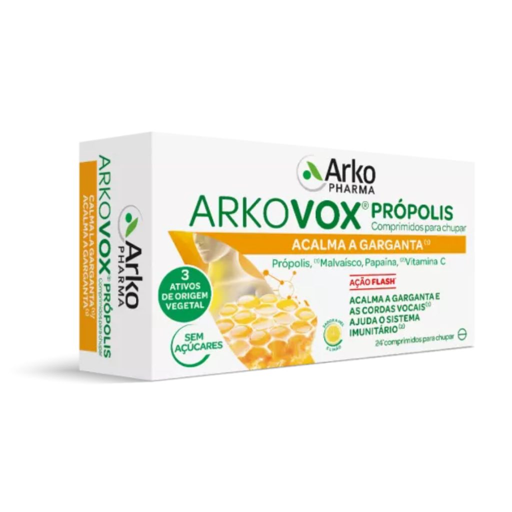 Arkopharma Arkovox Própolis + Vitamina C Mel Limão Garganta 24 comprimidos