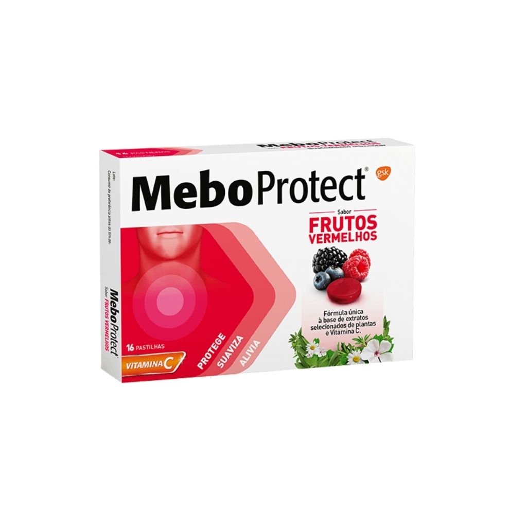 Meboprotect Frutos Vermelhos Alívio Dor De Garganta 16 Pastilhas